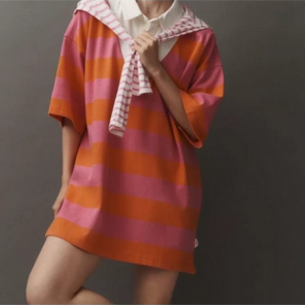 NWT Daily Practice Oversized Striped Pink and Orange Tunic
